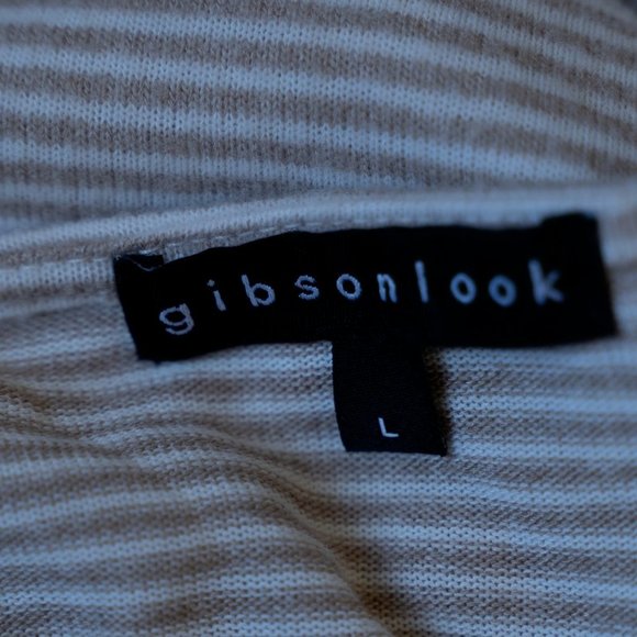 Gibsonlook Striped Twist Front 3/4 Sleeve in Beige NWOT - Picture 5 of 6